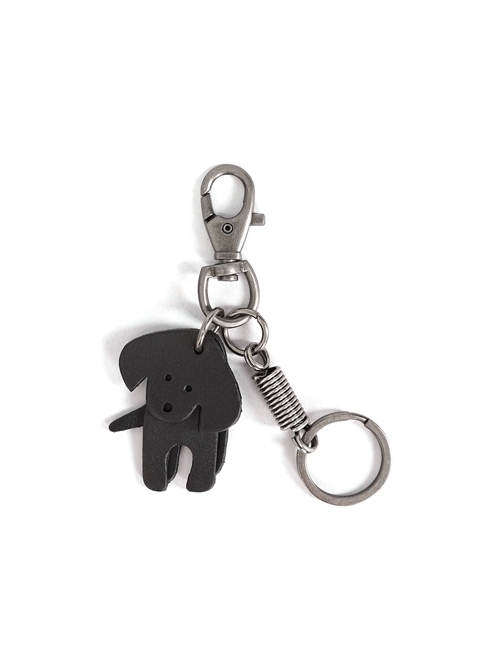 Punk Unisex Black Cortex Dog Shape Design Metal Buckle Keychain