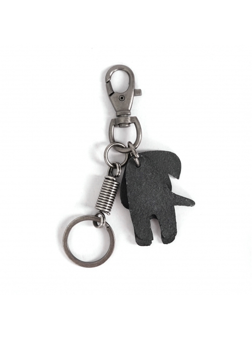 Punk Unisex Black Cortex Dog Shape Design Metal Buckle Keychain