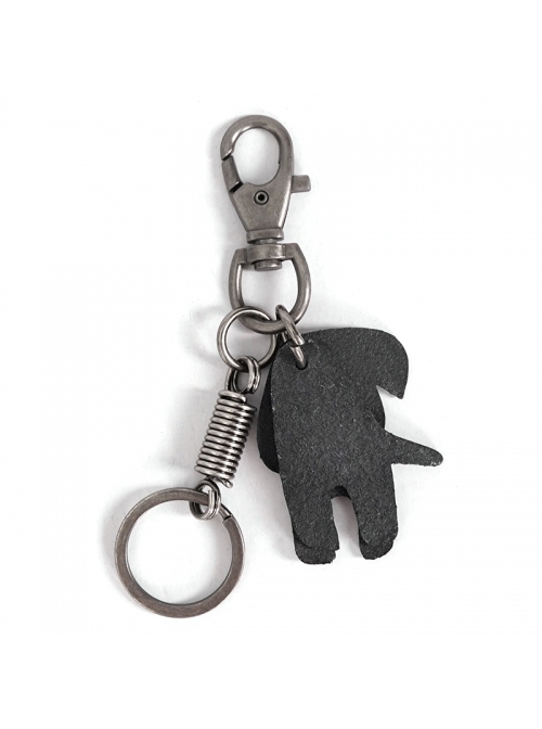 Punk Unisex Black Cortex Dog Shape Design Metal Buckle Keychain