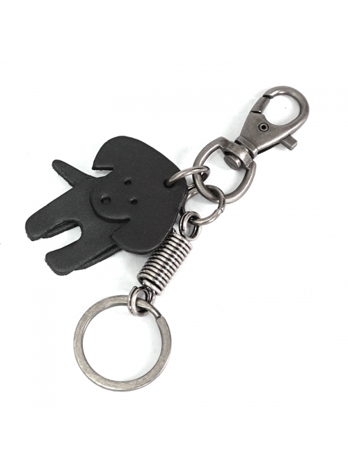 Punk Unisex Black Cortex Dog Shape Design Metal Buckle Keychain