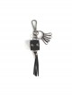 Punk Unisex Black Cortex With Storage Design Tassel Decoration Metal Keychain