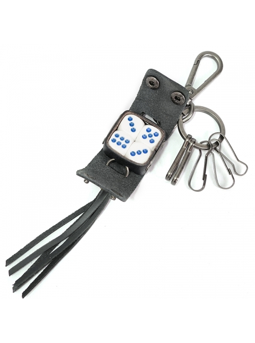 Punk Unisex Black Cortex With Storage Design Tassel Decoration Metal Keychain