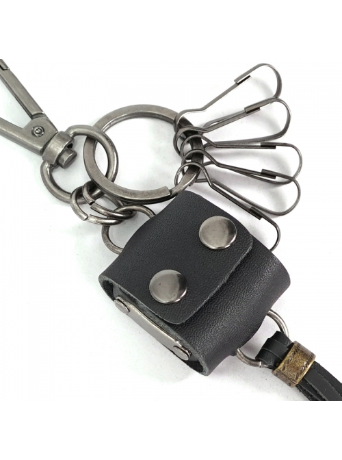 Punk Unisex Black Cortex With Storage Design Tassel Decoration Metal Keychain