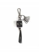 Punk Unisex Black Cortex With Storage Design Tassel Decoration Metal Keychain