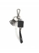 Punk Unisex Black Cortex With Storage Design Tassel Decoration Metal Keychain