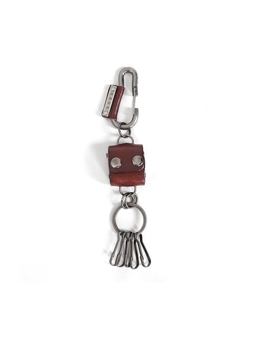 Punk Unisex Brown Cortex With Storage Design Tassel Decoration Metal Keychain