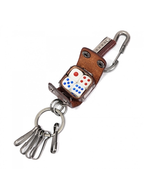 Punk Unisex Brown Cortex With Storage Design Tassel Decoration Metal Keychain