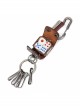 Punk Unisex Brown Cortex With Storage Design Tassel Decoration Metal Keychain