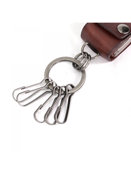 Punk Unisex Brown Cortex With Storage Design Tassel Decoration Metal Keychain