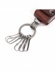 Punk Unisex Brown Cortex With Storage Design Tassel Decoration Metal Keychain