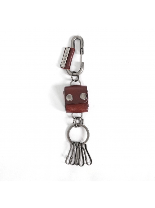 Punk Unisex Brown Cortex With Storage Design Tassel Decoration Metal Keychain