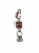 Punk Unisex Brown Cortex With Storage Design Tassel Decoration Metal Keychain
