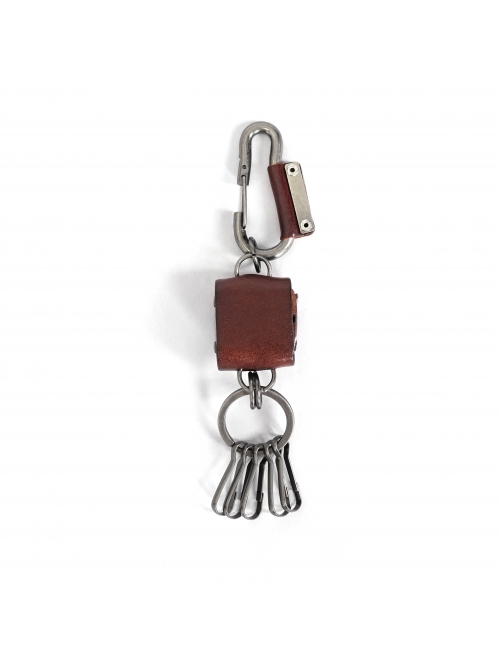 Punk Unisex Brown Cortex With Storage Design Tassel Decoration Metal Keychain