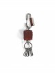 Punk Unisex Brown Cortex With Storage Design Tassel Decoration Metal Keychain