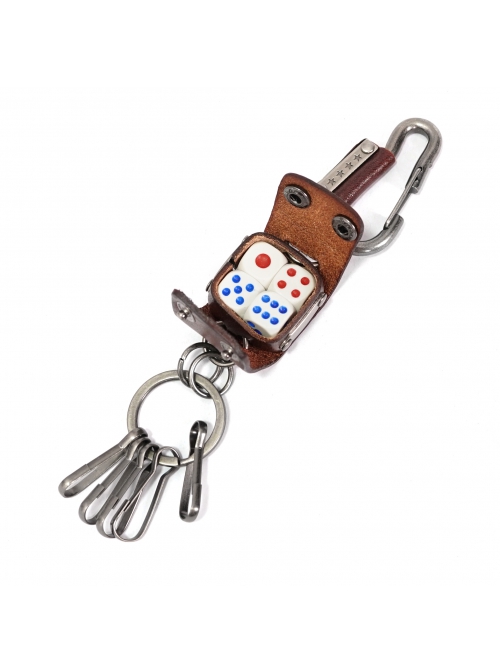 Punk Unisex Brown Cortex With Storage Design Tassel Decoration Metal Keychain