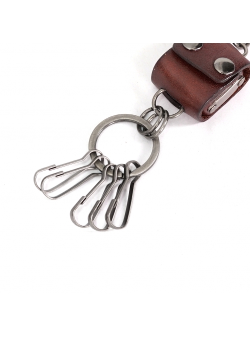 Punk Unisex Brown Cortex With Storage Design Tassel Decoration Metal Keychain