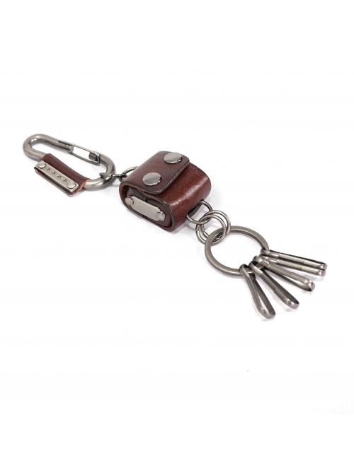 Punk Unisex Brown Cortex With Storage Design Tassel Decoration Metal Keychain