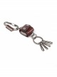 Punk Unisex Brown Cortex With Storage Design Tassel Decoration Metal Keychain