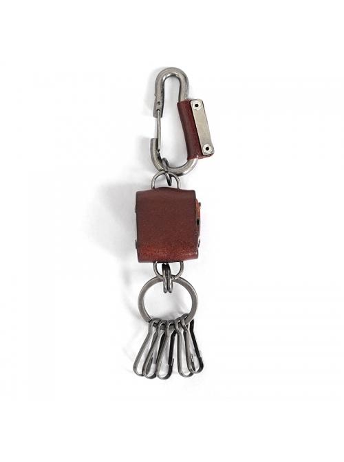 Punk Unisex Brown Cortex With Storage Design Tassel Decoration Metal Keychain