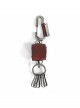 Punk Unisex Brown Cortex With Storage Design Tassel Decoration Metal Keychain