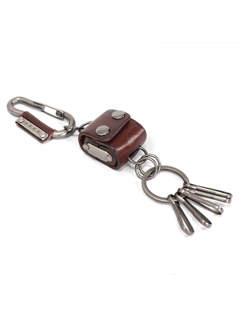 Punk Unisex Brown Cortex With Storage Design Tassel Decoration Metal Keychain