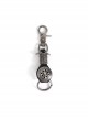 Punk Unisex Black Leather Stitching Carved Pattern Round Shape Metal  Keychain