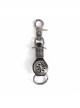 Punk Unisex Black Leather Stitching Carved Pattern Round Shape Metal  Keychain