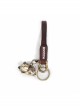 Punk Unisex Brown Leather Stitching Metal Cat Shape Carved Pattern Keychain