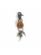 Punk Unisex Brown Leather Stitching Metal Pirate Skull Design Devil Claw Decoration Keychain