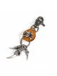 Punk Unisex Brown Leather Stitching Metal Pirate Skull Design Devil Claw Decoration Keychain