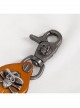 Punk Unisex Brown Leather Stitching Metal Pirate Skull Design Devil Claw Decoration Keychain
