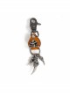 Punk Unisex Brown Leather Stitching Metal Pirate Skull Design Devil Claw Decoration Keychain
