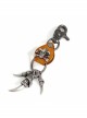 Punk Unisex Brown Leather Stitching Metal Pirate Skull Design Devil Claw Decoration Keychain