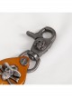 Punk Unisex Brown Leather Stitching Metal Pirate Skull Design Devil Claw Decoration Keychain