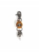 Punk Unisex Brown Leather Stitching Metal Pirate Skull Design Devil Claw Decoration Keychain