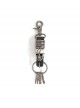 Punk Unisex Black Leather Stitching Metal Cracked Skull Decoration Multiple Chain Buckles Design Keychain