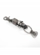 Punk Unisex Black Leather Stitching Metal Cracked Skull Decoration Multiple Chain Buckles Design Keychain