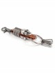 Punk Unisex Brown Leather Stitching Metal Cracked Skull Decoration Multiple Chain Buckles Design Keychain