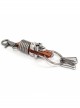 Punk Unisex Brown Leather Stitching Metal Cracked Skull Decoration Multiple Chain Buckles Design Keychain