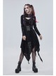 Punk Skull Pattern Print Back Strap Buckle Design Black Female Shawl