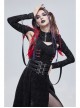 Punk Skull Pattern Print Back Strap Buckle Design Black Female Shawl