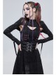 Punk Skull Pattern Print Back Strap Buckle Design Black Female Shawl