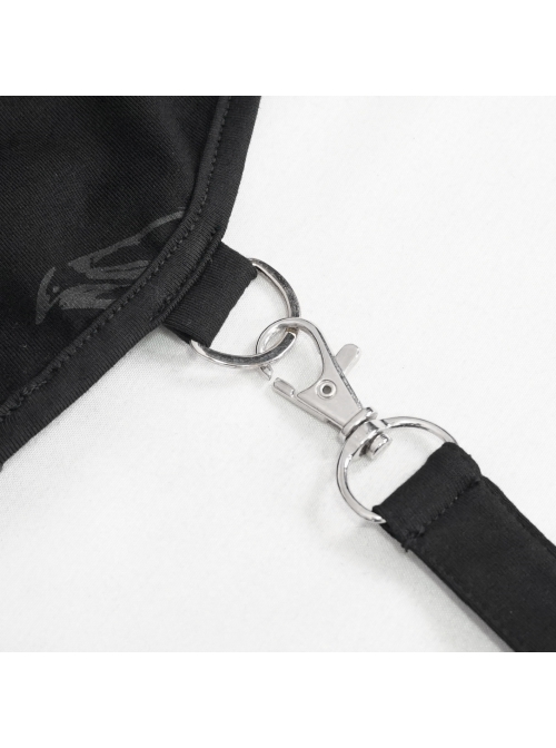 Punk Skull Pattern Print Back Strap Buckle Design Black Female Shawl