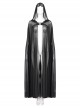 Punk Cross Leather Straps On Chest Design Metal Five-Pointed Star Decoration Female Long Cape With Hood