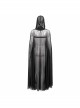 Punk Cross Leather Straps On Chest Design Metal Five-Pointed Star Decoration Female Long Cape With Hood