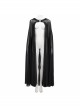 Punk Cross Leather Straps On Chest Design Metal Five-Pointed Star Decoration Female Long Cape With Hood