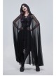 Punk Cross Leather Straps On Chest Design Metal Five-Pointed Star Decoration Female Long Cape With Hood