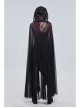 Punk Cross Leather Straps On Chest Design Metal Five-Pointed Star Decoration Female Long Cape With Hood