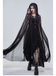 Punk Cross Leather Straps On Chest Design Metal Five-Pointed Star Decoration Female Long Cape With Hood