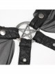 Punk Cross Leather Straps On Chest Design Metal Five-Pointed Star Decoration Female Long Cape With Hood